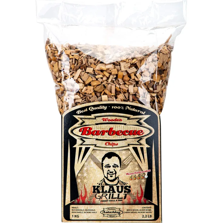 Axtschlag Räucherchips Klaus grillt, 1000 g XXL Spezial-Mix sortenreine Wood Chips für ein besonderes Rauch- und Geschmackserlebnis, für alle Grills geeignet