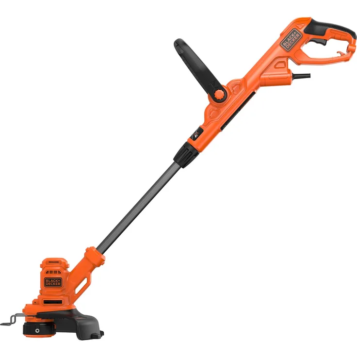 Black+Decker BESTA525 Elektro-Rasentrimmer-Rasenkantenschneider (450W, 25 cm Schnittbreite, E-Drive, AFS automatische Fadenverlängerung, werkzeuglos umstellen von Trimmen auf Kantenschneiden)