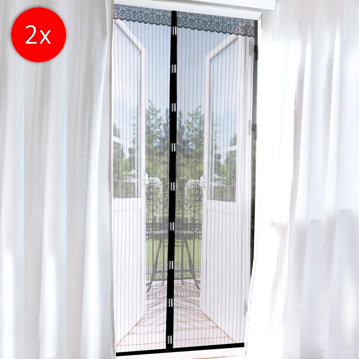 EASYmaxx Moskitonetz Magic Klick mit Magnetverschluß - schwarz 90 x 210 cm - 2er-Set – Bild 1