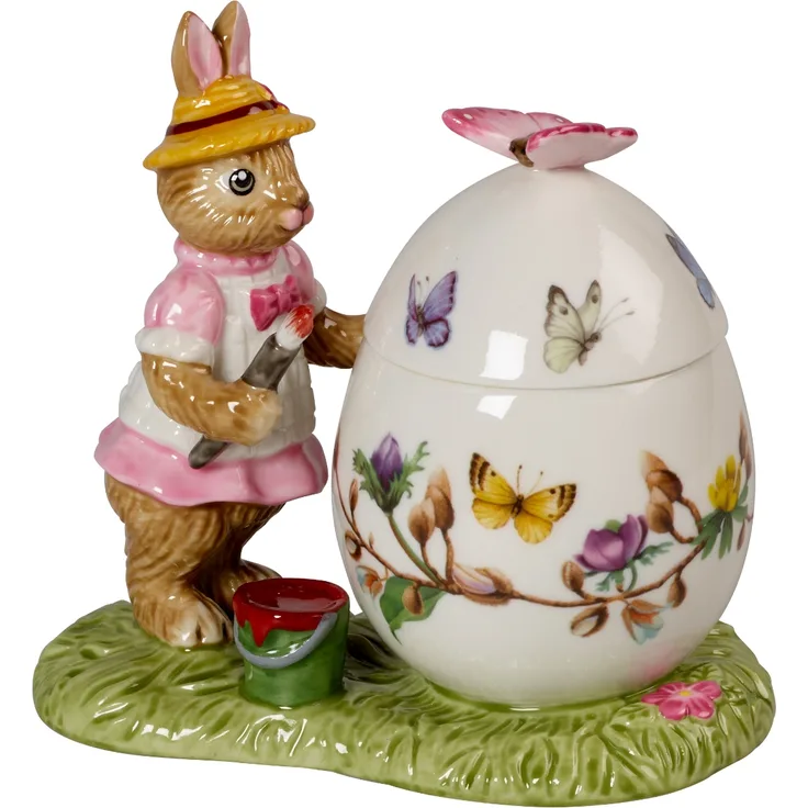 Villeroy & Boch Bunny Tales Osterei-Dose Anna malt, Figur für die Ostertafel aus Hartporzellan, 11 x 6.5 x 10 cm, bunt, 11x6,5x10
