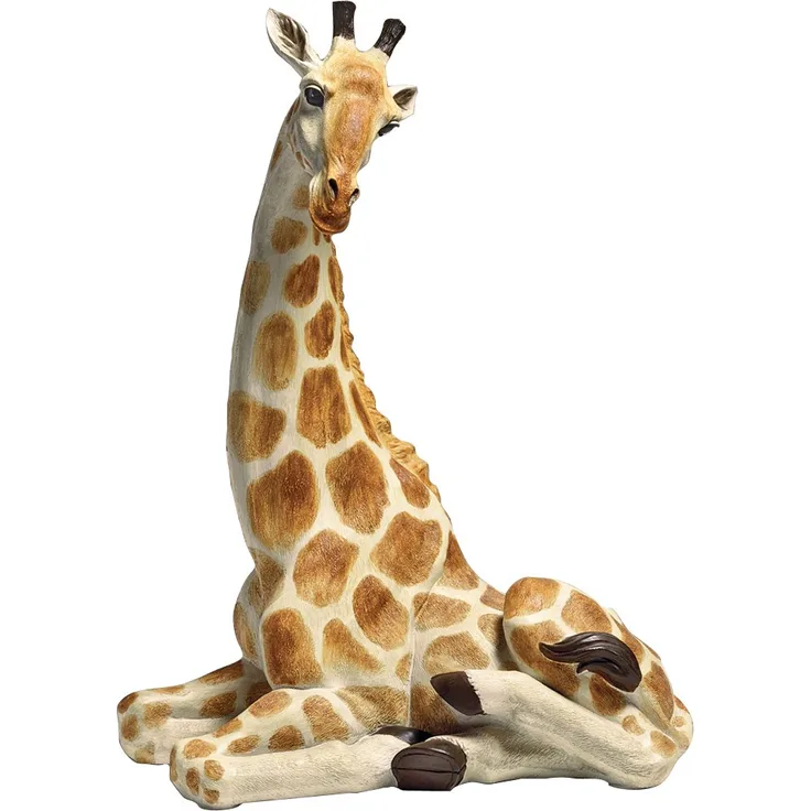 Design Toscano Zari die ruhende Giraffe Afrikanische Deko Gartenstatue, Polyresin, vollfarbe, 51 cm