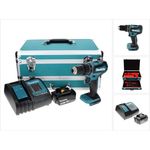Makita DHP485SM1TX Akku Schlagbohrschrauber 18 V 50 Nm Brushless + 1x Akku 4,0 Ah + Ladegerät + 70 tlg. Bit Bohrer Set + TX Alu Koffer