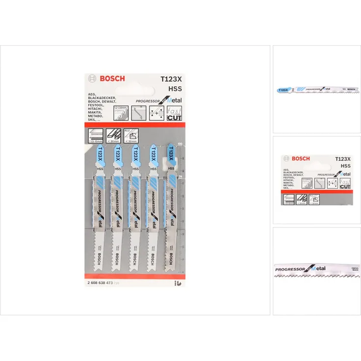 Bosch Pro Stichsägeblatt Progressor for Metal zum Sägen in Metall (5 Stück, T 123 XF)