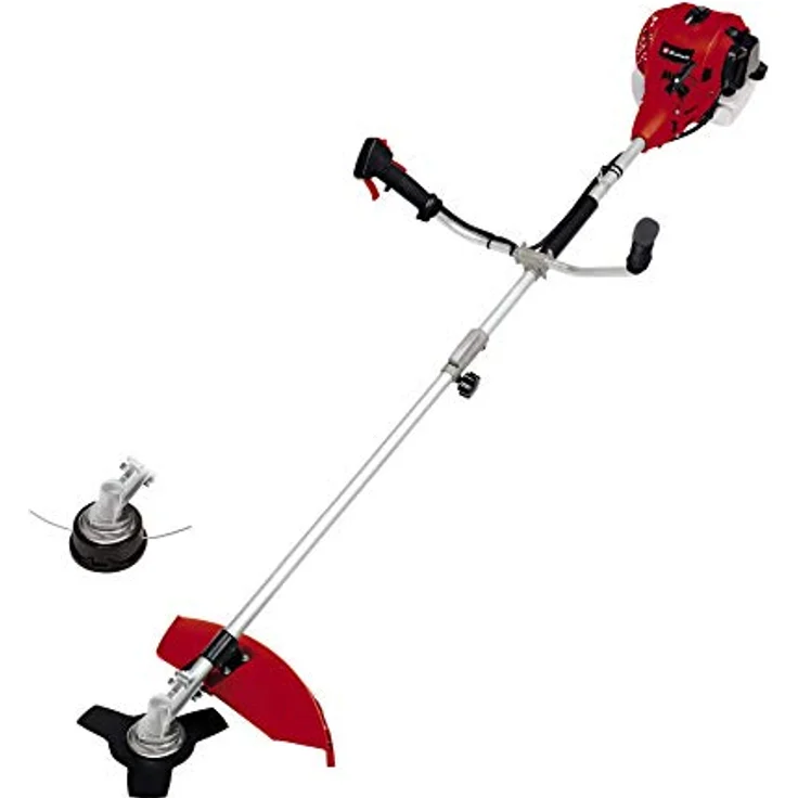 Einhell Benzin-Sense GC-BC 25-1 I AS (0.6 kW, vibrationsarmer 2-Takt-Motor, Bikegriff, Split Shaft, 3-Zahn-Messer + Doppelfadenspule mit Tippautomatik, Quick-Start), Schnittbreite: 42 cm – Bild 1