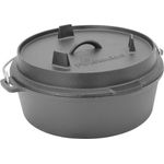 FireRocket Dutch Oven 6qt 5,5L ohne Füße Premium Gusseisen Schmortopf Gusstopf Feuertopf Bräter eingebrannt niederländischer Kochtopf