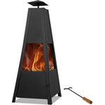 Deuba Feuerstelle Pyramide Schürhaken Rauchabzug verschließbare Tür stabiler Stand Terrassenofen Feuerkorb