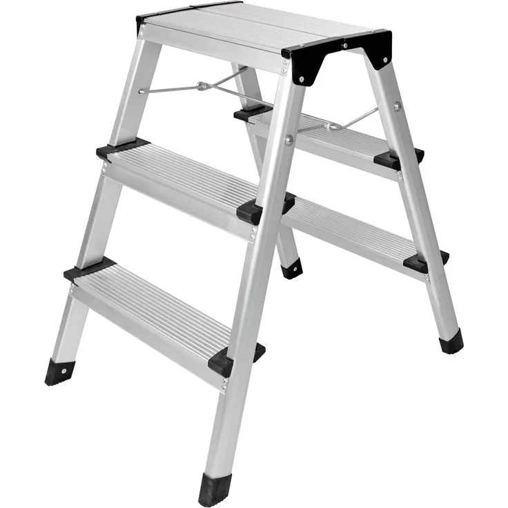 Aluleiter Leiter Trittleiter Haushaltsleiter klappbar 3-stufig 44x62x61cm