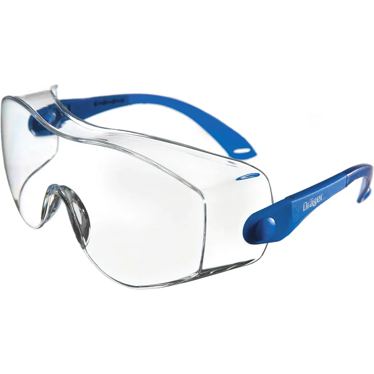 Dräger Schutzbrille X-pect 8120 | Einstellbare Überbrille auch für Brillenträger | Für Baustelle, Labor, Werkstatt und Fahrrad-Fahren | Leicht, klar und Kratzfest | 1 St.
