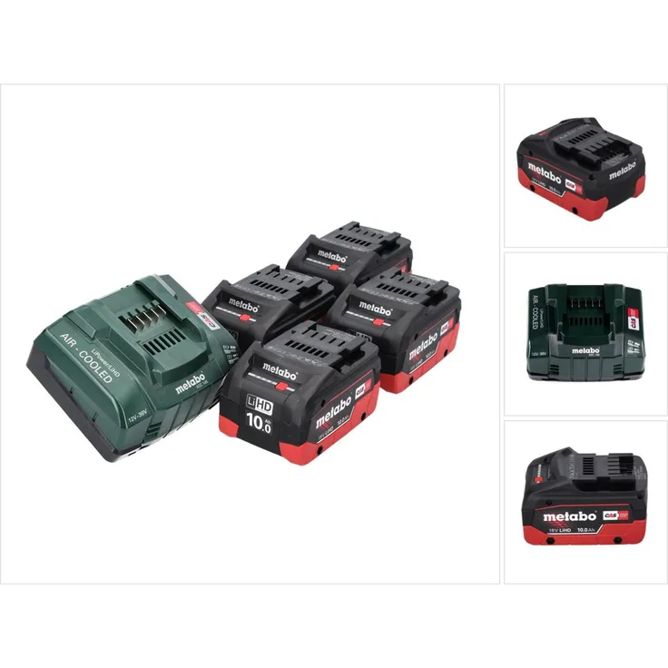 Metabo 18 V Basis Set 4x Akku 10,0 Ah LIHD + ASC 145 Ladegerät CAS System - Preisvergleich