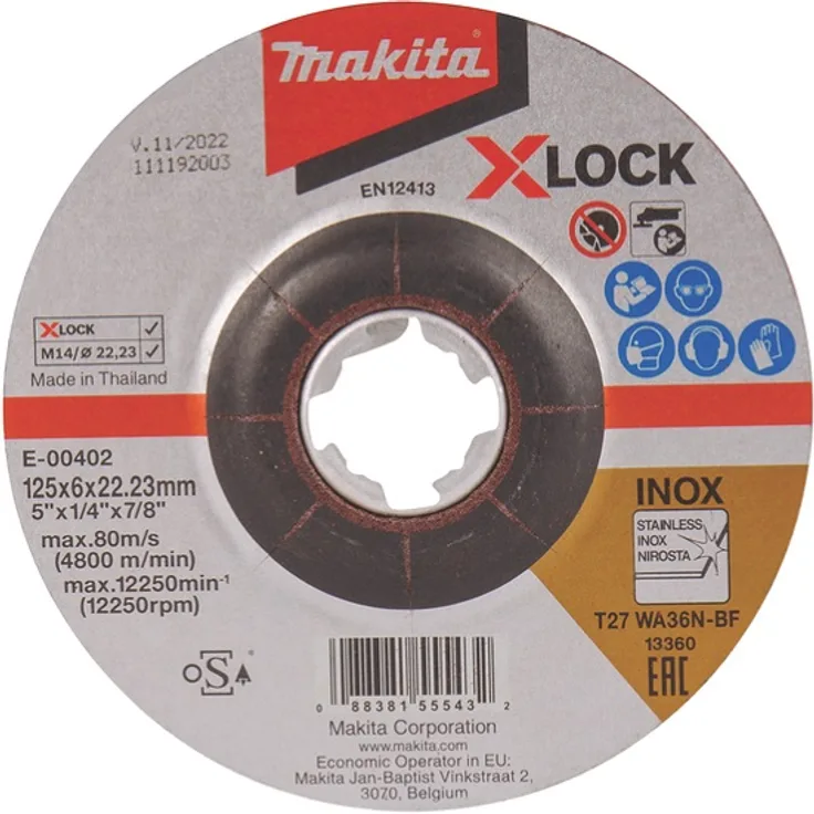 Makita Schruppscheibe für Edelstahl 125x6x22,23 mm INOX - E-00402