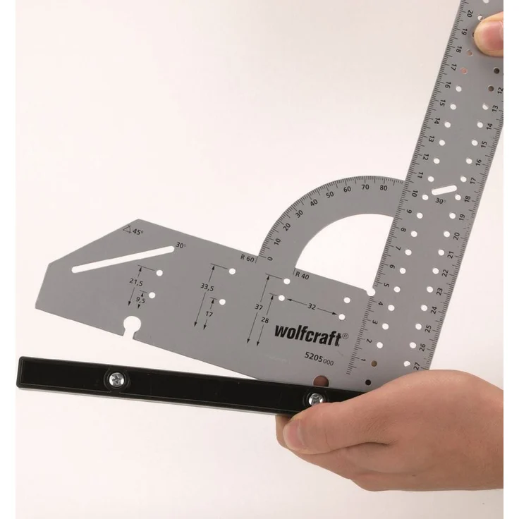 wolfcraft Universalwinkel 5205000, Winkelmesser mit 300 mm Schenkellänge zum präzisen Anreißen und Zeichnen mit 90° Anschlagwinkel und abnehmbarer Winkelschiene – Bild 2