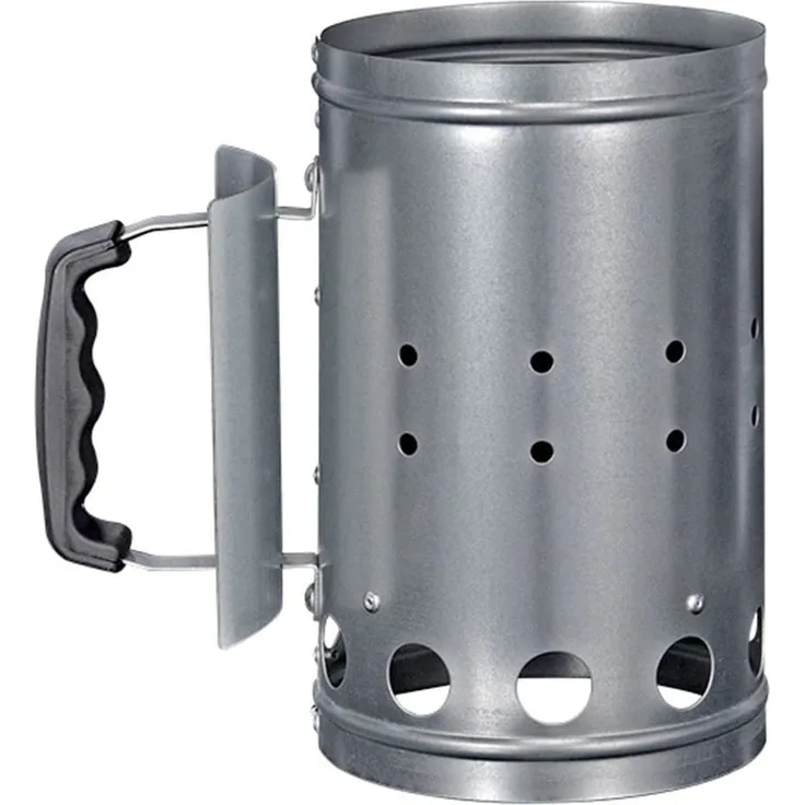 Anzündkamin Metall für Kohle und Briketts - Kohlestarter - D: 17cm, H: 27,5cm - Kunststoffgriff