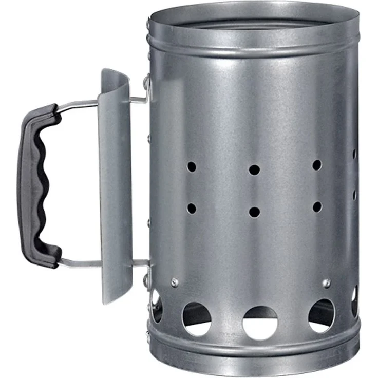 Anzündkamin Metall für Kohle und Briketts - Kohlestarter - D: 17cm, H: 27,5cm - Kunststoffgriff – Bild 1