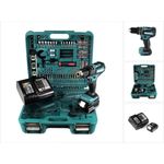 Makita DHP485SFTK Akku Schlagbohrschrauber 18V 50Nm Brushless + 3,0 Ah Akku + Ladegerät + 101 tlg. Werkzeugset im Koffer