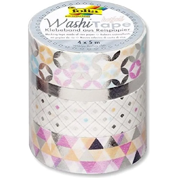 folia Deko-Klebeband Washi-Tape HOTFOIL SILBER, 4er Set