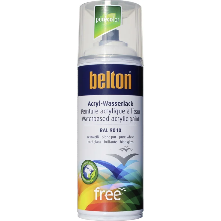 Belton Free Lackspray 400 ml, Acryl Wasserlack, reinweiß, hochglanz – Bild 1