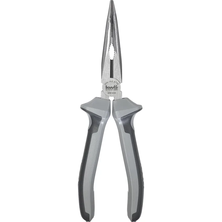 kwb Profi Flachrund-Zange - Flach-Zange 200 mm 382620, nach DIN ISO 5745, 45° gebogene Form, Schneidkanten induktiv gehärtet