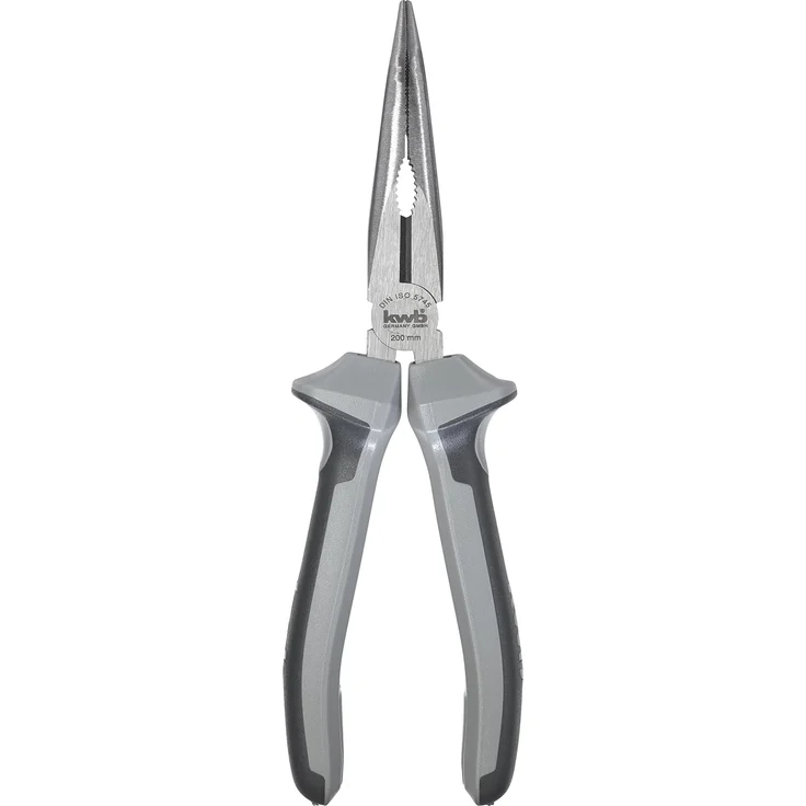 kwb Profi Flachrund-Zange - Flach-Zange 200 mm 382620, nach DIN ISO 5745, 45° gebogene Form, Schneidkanten induktiv gehärtet