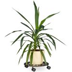 Relaxdays Pflanzenroller Gusseisen rund Ø ca. 33,5 cm Blumentopfuntersetzer aus Metall mit 4 Rollen Blumenroller im antiken Design Rolluntersetzer im Jugendstil stabil und wetterfest, bronze