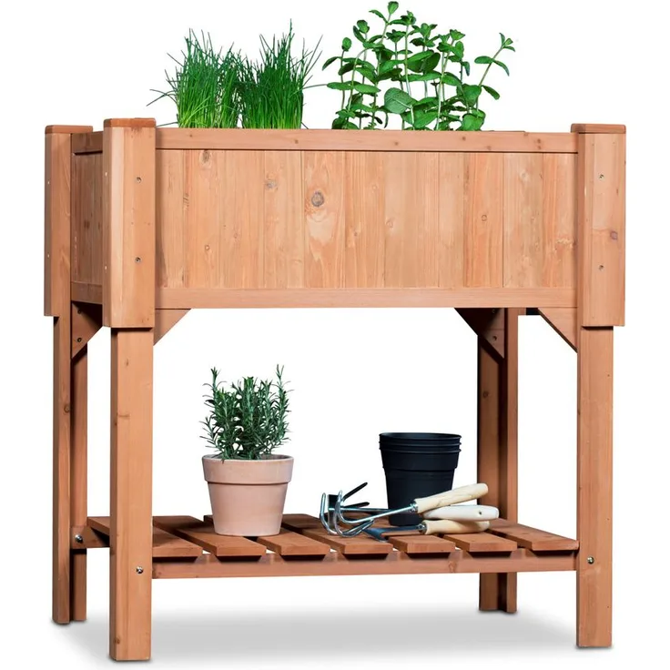 Coemo Hochbeet Kräuterbeet mit Pflanzfolie 90 x 40 x 90