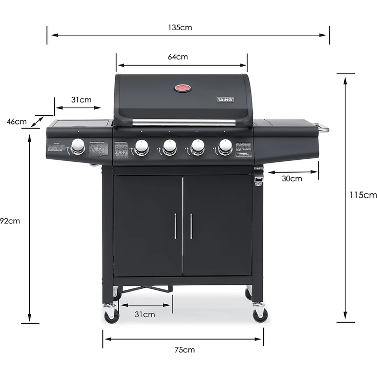 TAINO RED 4 Gasgrill schwarz – Bild 3