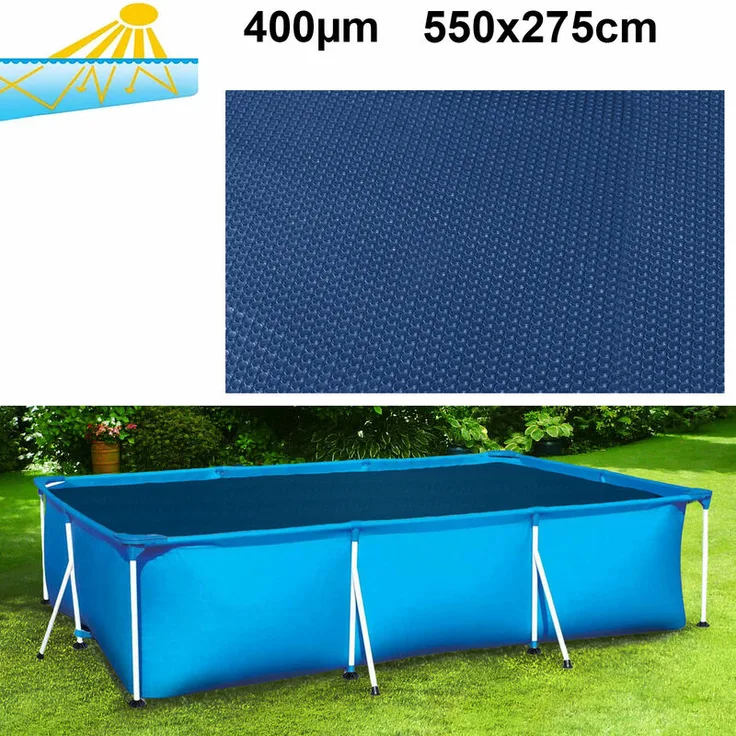 400µm Pool Solarplane Poolheizung Solarfolie Rechteckig Blau Schwarz 550x275cm