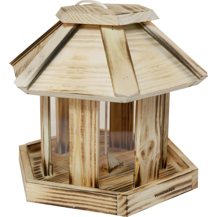 Windhager Vogelfuttersilo Wilder Kaiser, Vogelfuttersilo, Vogelhaus, Futterspender für Vögel, mit Glasfenster, Vogelhäuschen aus Massivholz, inklusive Aufhängeschnur, 06934