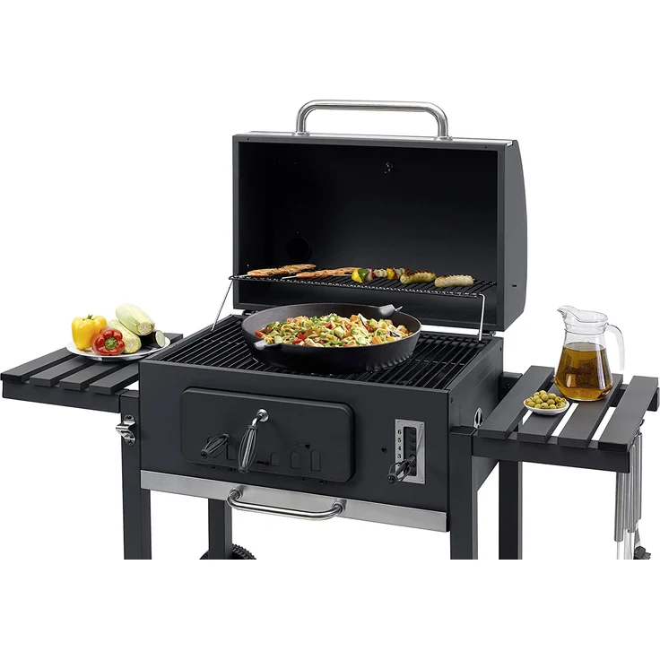 Tepro Holzkohlegrillwagen Toronto XXL Holzkohlegrill, Anthrazit-Edelstahl, 120 x 145 x 68 cm, Grillfläche 71,5 x 46 cm – Bild 2