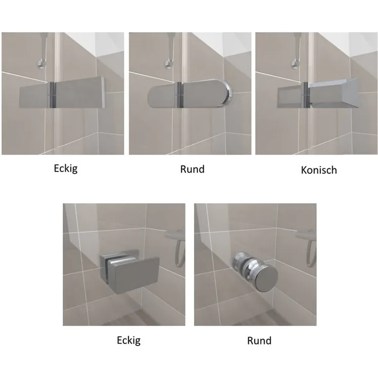 Dusbad Vital 1 Dusche, Eckdusche vierteilig, Drehtür mit Festteil ESG 6mm, Beschlag: eckig, Griff: eckig (328-0105-2B)