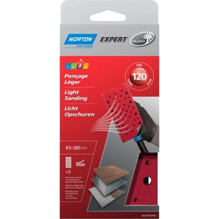 Norton Multi Schleifpapier Blatt 93 x 185 mm Körnung 120 5 Stück