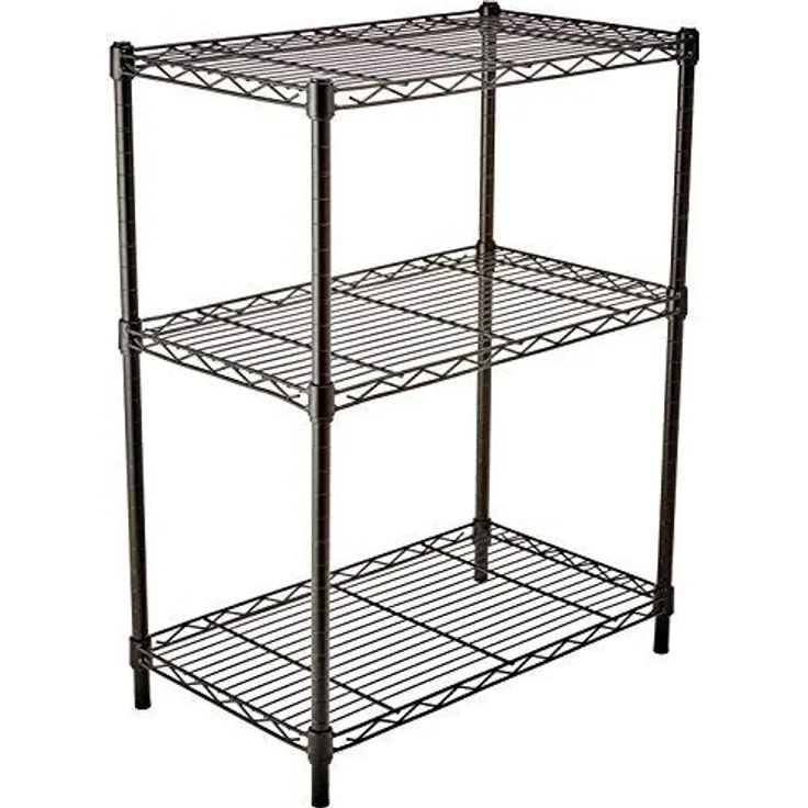 AmazonBasics Lagerregal mit 3 Regalböden, bis zu 115 kg pro Regalboden, Schwarz