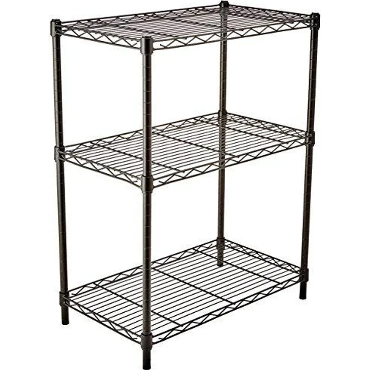 AmazonBasics Lagerregal mit 3 Regalböden, bis zu 115 kg pro Regalboden, Schwarz – Bild 1
