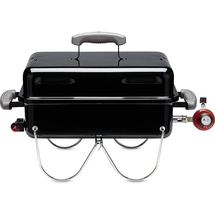 Weber Go-Anywhere Gasgrill Balkongrill klein, 1 Brenner, 2-3 Personen, Maße 37 x 53 x 31 cm, schwarz – Bild 1