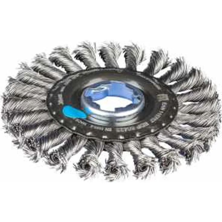 PFERD Rundbürste, 115 x 12mm, gezopft, 0,50mm Edelstahldraht, X-LOCK (22,23 mm), 43312036 – für schnelle und komfortable Werkzeugwechsel