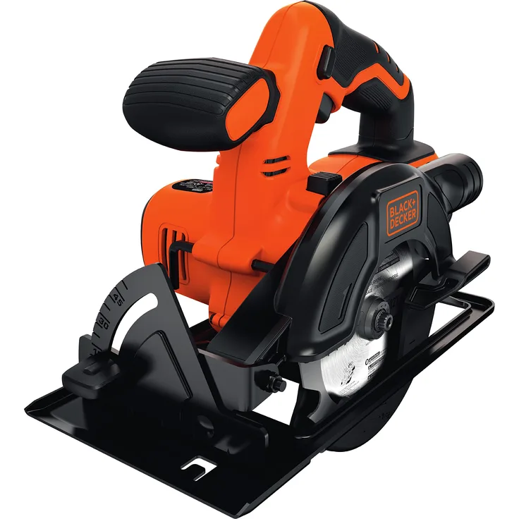 Black+Decker Akku-Kreissäge (18V, bis zu 43 mm Schnitttiefe einstellbar,  140 mm, ohne Akku und Ladegerät, mit Überlastschutz, elektrische Bremse, gummierter Griff) BDCCS18N