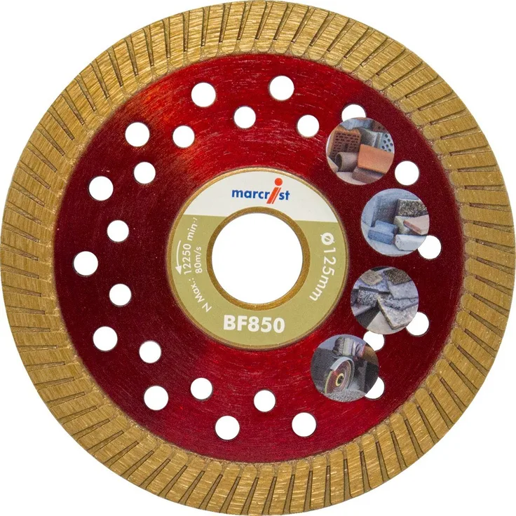 Marcrist Diamant-Trennscheibe BF850 125 mm x 22,23 geräuschreduziert für Baumaterialien, Betonprodukte und Naturstein 1202.0125.22