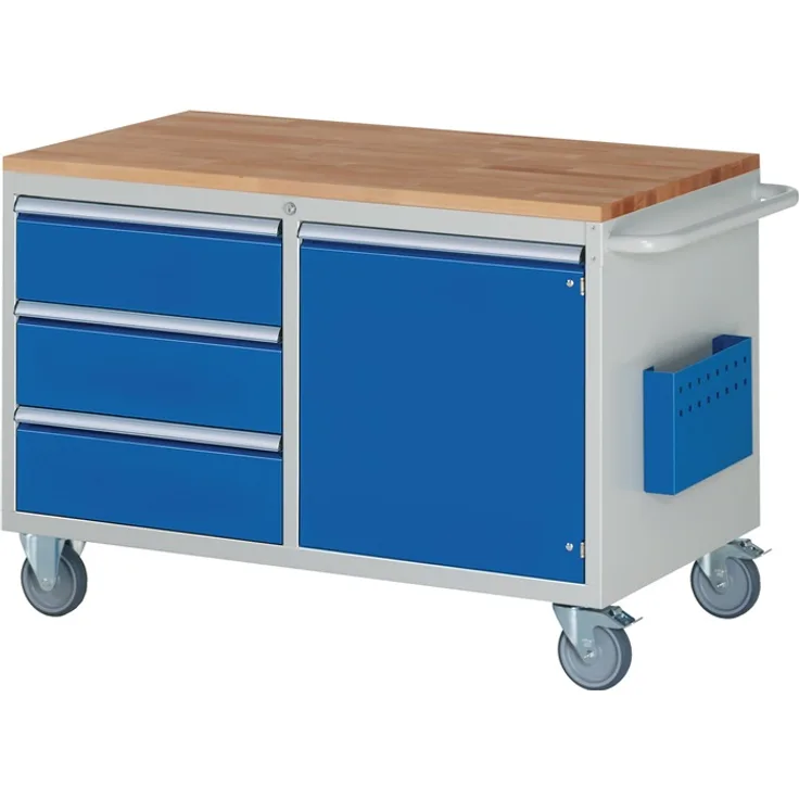 Werkstattwagen Buchenplatte H795xB1145xT650mm grau-blau Anz.Schubl.xH 3x180mm