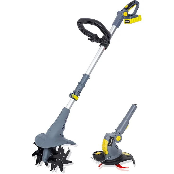 FANZTOOL 20V Motorhacke Mini-Bodenhacke Bodenkrümler Gartenhacke Kultivator mit 20cm Arbeitsbreite und leistungsstarkem 2,5Ah Li-Ion-Akku von SAMSUNG (Motorhacke+Rasentrimmer Set)