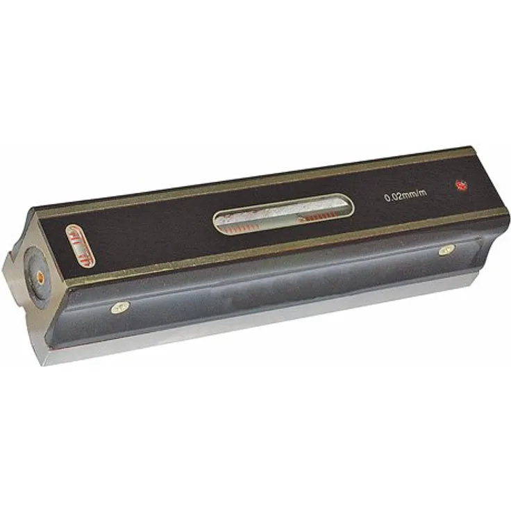 Optimum Maschinen Wasserwaage (Genauigkeit 0,02 mm-m, Längs- und Querlibelle, Wärmeschutzgriff), 3385064