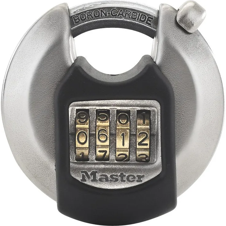 MASTER LOCK Disc-Vorhängeschloss [Zahlenkombination] [Edelstahl] [Außenbereiche] M40EURDNUM - Ideal für Lagerräume, Lagerschuppen, Garagen, Anhänger und mehr