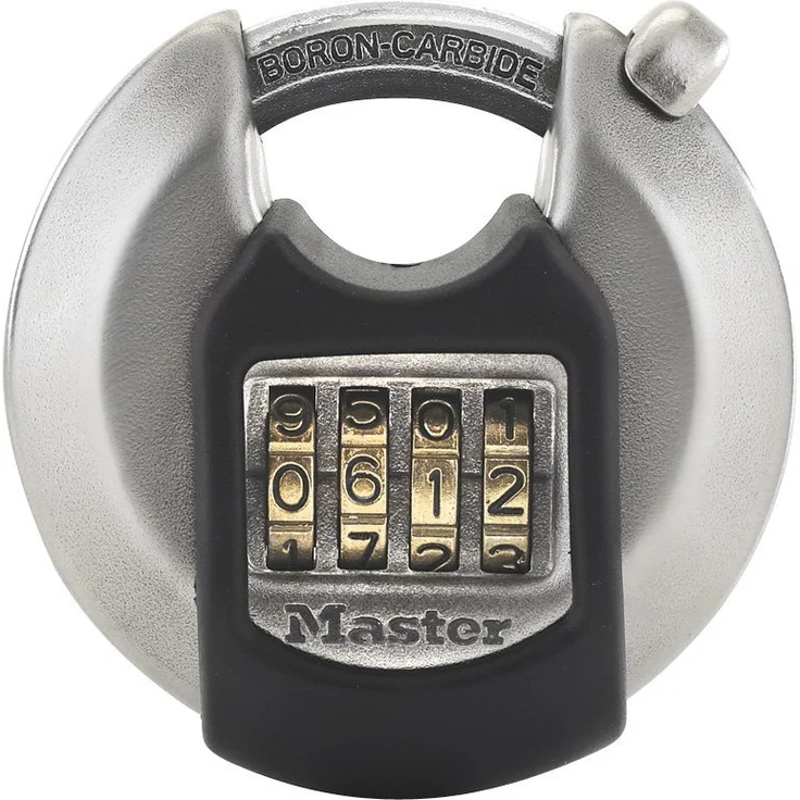 MASTER LOCK Disc-Vorhängeschloss [Zahlenkombination] [Edelstahl] [Außenbereiche] M40EURDNUM - Ideal für Lagerräume, Lagerschuppen, Garagen, Anhänger und mehr – Bild 1