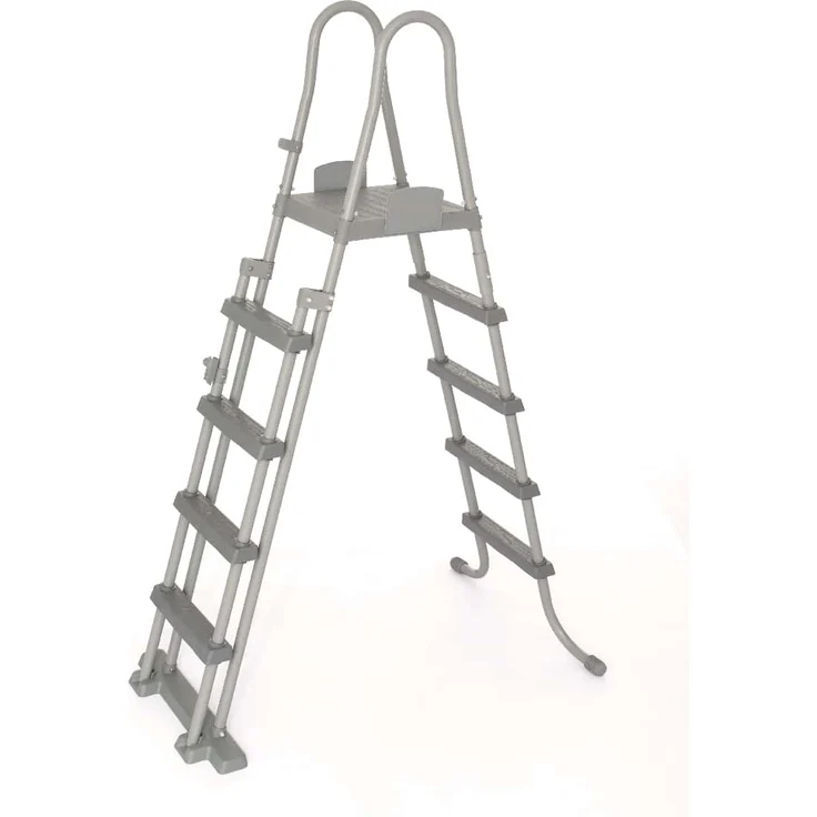 Bestway Flowclear Sicherheitsleiter, Poolleiter mit Kindersicherung durch hochklappbaren Einstieg, 132 cm – Bild 1