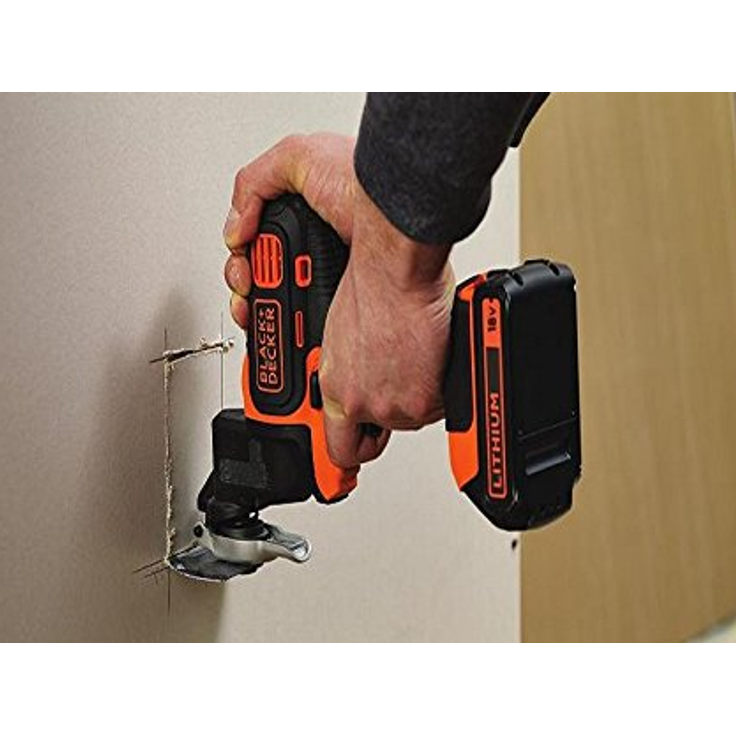 Black+Decker Akku-Multifunktionsgerät MT218KB 18V Akkubohrer mit 2 Akkus Geeignet zum Bohren, Sägen und Schleifen dank verschiedener Aufsätze Inklusive Koffer Werkzeug mit Koffer – Bild 7