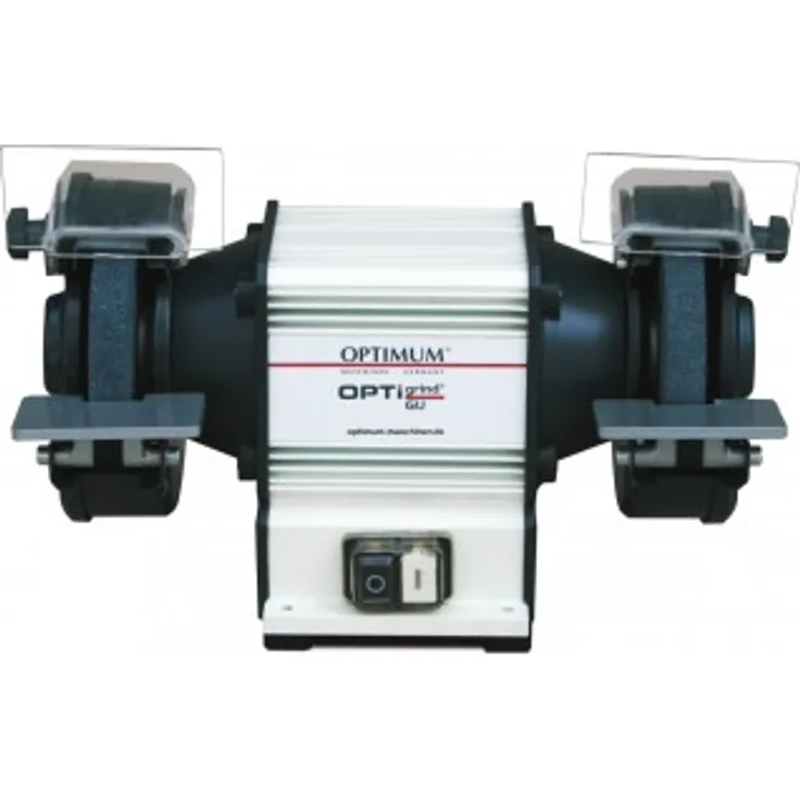 Optimum Doppelschleifmaschine OPTIgrind GU 20 (2 Schleifscheiben fein+grob, Funkenschutz, wartungsfreier Motor), 3101520
