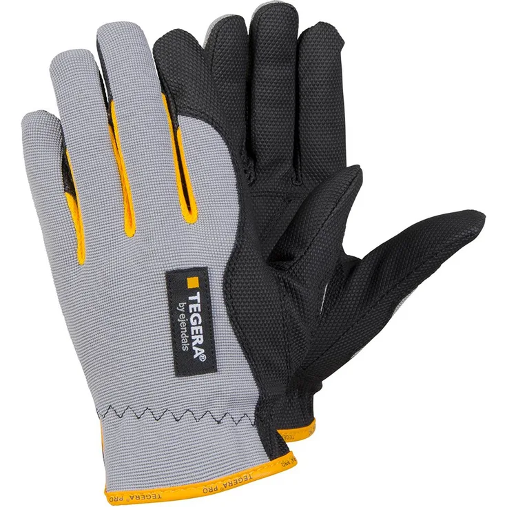 Ejendals Handschuh ''Tegera 9124'' aus Synthetikleder, Größe 12, 1 Stück, grau / schwarz / gelb, 9124-12