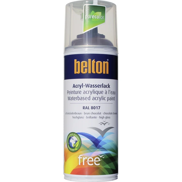belton free Lackspray 400 ml, Acryl Wasserlack, schokobraun, hochglanz – Bild 1