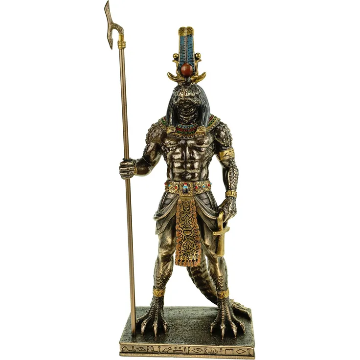 Veronese Figur Sobek ägyptischer Gott des Nils 29 cm Ägypten Pharao bronziert