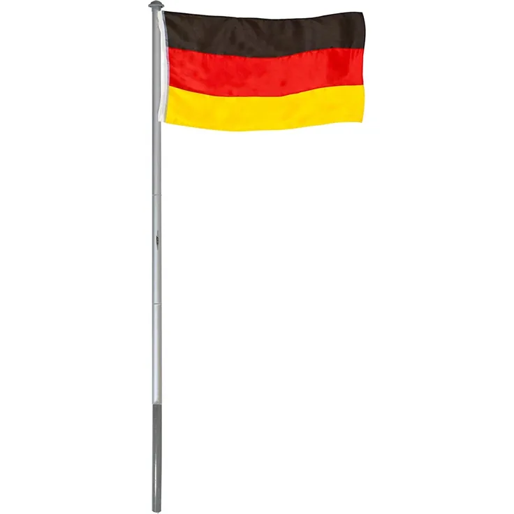 BRUBAKER Aluminium Flag Pole 6 m with Ground Sleeve + Germany Flag 150 x 90 cm