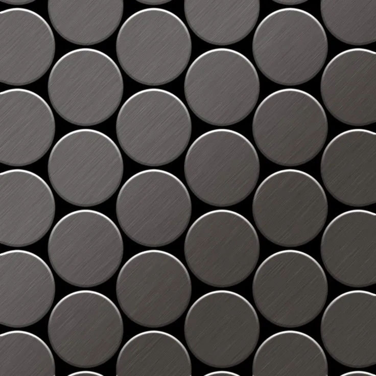 Alloy Mosaik Fliese massiv Metall Titan gebürstet in dunkelgrau 1,6mm stark Medallion-Ti-SB 0,73 m2