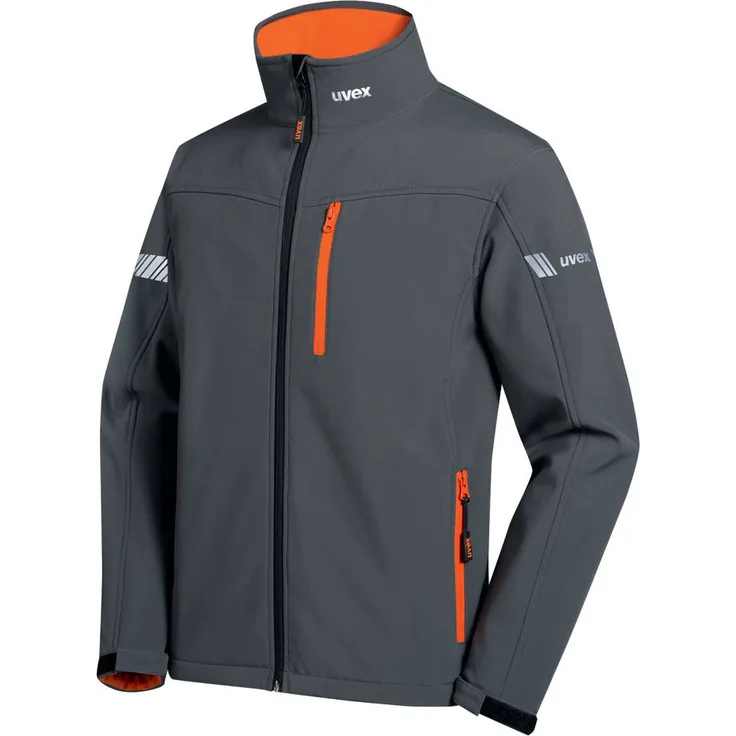 UVEX Herren-Softshelljacke uvex metal in grau, orange, Regular Fit, Größe XS